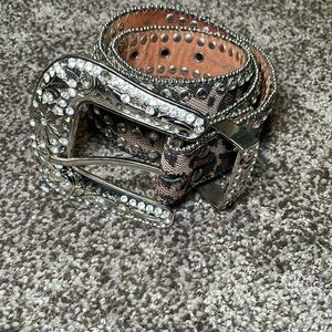 Western Rhinestone Cheetah Bling Belt.